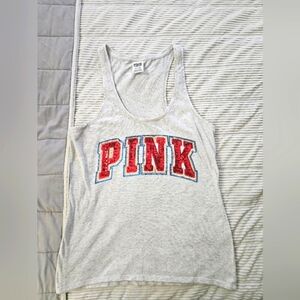 Victoria's Secret PINK Gray Tank Top with Red,white,& Blue Sequins Pink